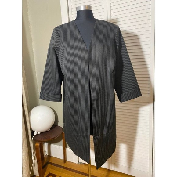Vintage Helene Blake Kimono Duster Coat Pinstripe 14 - Picture 2 of 12